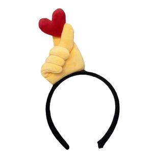 搞怪大拇指胜利比心手势发箍毛绒布艺头箍搞笑头饰少女小孩成人女