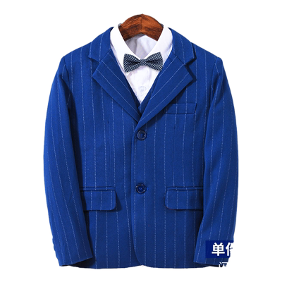 男童条纹西装白衬衫演出服