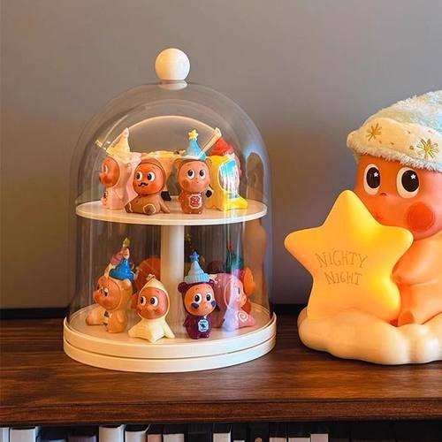 【旋转屋】盲盒展示置物架手办展示柜透明保护罩展示摆台娃娃公仔