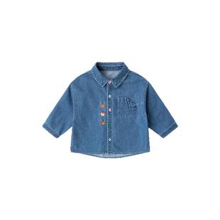 嘟嘟家男童牛仔衬衫春季宝宝外套春秋款女童童装儿童春装男宝衣服