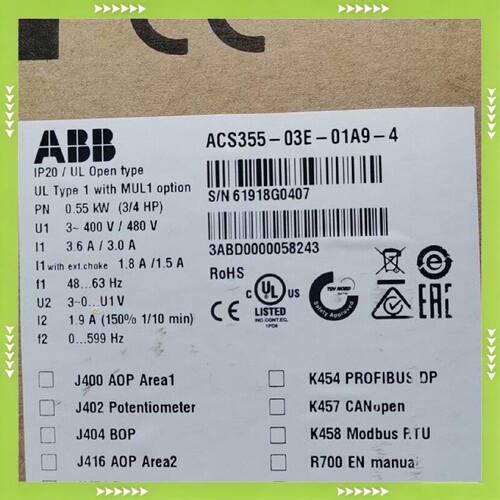 变频器ACS355-03E-01A9-4 0.【问价】