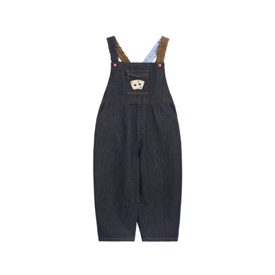 whitewheat扣子牛仔背带裤