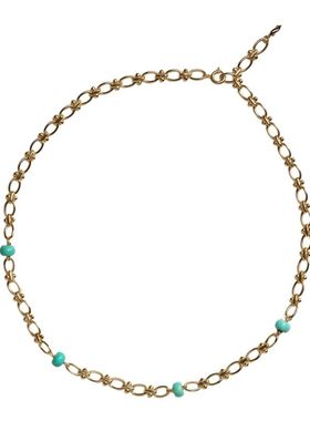 Stanza林夕项链锁骨链925银镀厚金天然绿松石2025秋冬  轻奢欧美