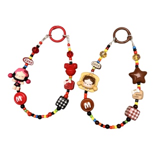 原创DIY泡泡玛特萌粒SKULLPANDA手机短链挂绳串珠ccd钥匙扣包挂件