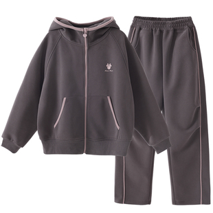 女童休闲套装春季2026新款儿童连帽卫衣运动裤青少年秋装女大童装