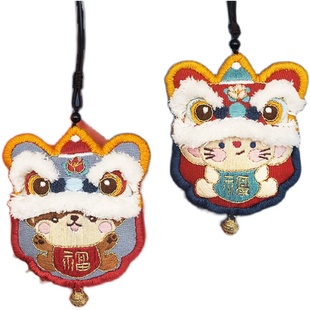 哈尼醒狮生肖兔刺绣平安符香囊diy材料包情侣平安福荷包送男朋友