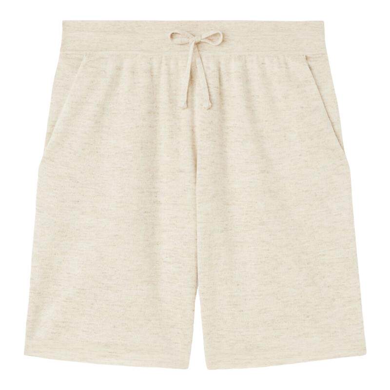 Loro Piana/诺悠翩雅男裤夏季新款腰部抽绳羊绒混纺白色休闲短裤