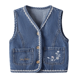 女童牛仔马甲儿童春季开衫背心小童春装衣服洋气2026新款宝宝马夹