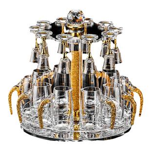 高端轻奢小号烈酒小酒杯一口杯家用金箔白酒杯套装水晶玻璃分酒器