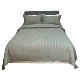 轻奢细纱纯棉床盖三件套单件彩色圆点米粒绣夹棉绗缝被榻榻米床单