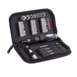 博世38件棘轮螺丝批头套筒组套装内六角扳手软包日常便携工具附件