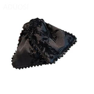 轻奢黑色水墨印花贝壳三角抓夹女后脑勺高级感发夹头饰盘发鲨鱼夹