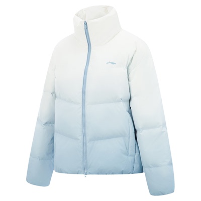 李宁立领女印花短羽绒服运动服