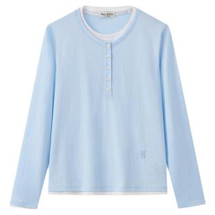 Marc O'Polo/MOP2026春季新款莱赛尔亲肤透气撞色假两件长袖T恤女