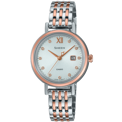 卡西欧蓝宝石面光能时尚防水女表