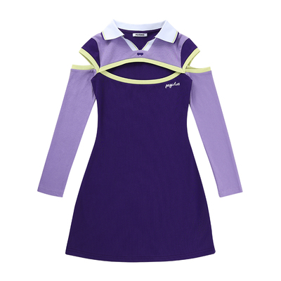 复古高弹运动连衣裙PSYCHOS撞色