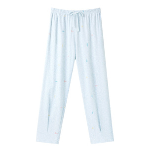 三枪睡裤女纯棉夏宽松家居裤全棉长裤薄款空调护膝轻薄休闲七分裤