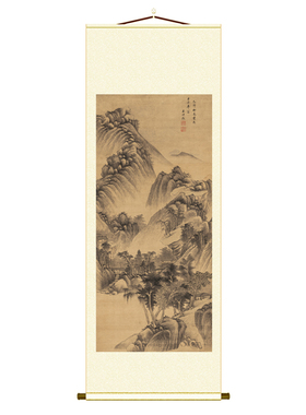 王时敏山楼客话图挂画水墨国画