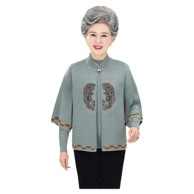 中老年人女秋装毛衣针织两件套装