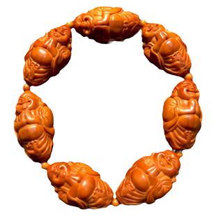 八大弥勒橄榄核手串男士手链男款八宝弥勒佛笑佛像精雕文玩核雕刻