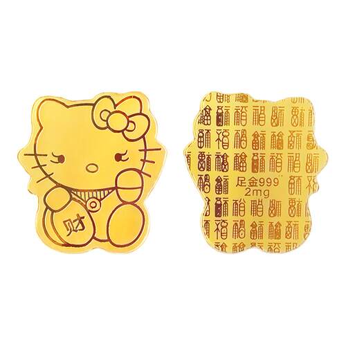 黄金手机贴hellokitty凯蒂猫kt招财黄金片女足金999手机装饰礼物