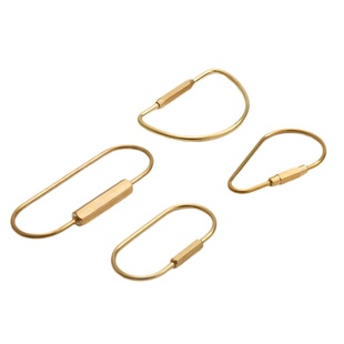 北欧简约风黄铜钥匙扣手工皮具车钥匙圈环水滴U型环D型腰间挂钩