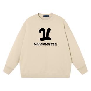 大反派恶搞数学圆周率π卫衣男圆领春秋款套头宽松无帽上衣服长袖