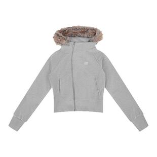 FDR官方店 毛领斜拉链空气层连帽卫衣外套女春季保暖开衫运动上衣