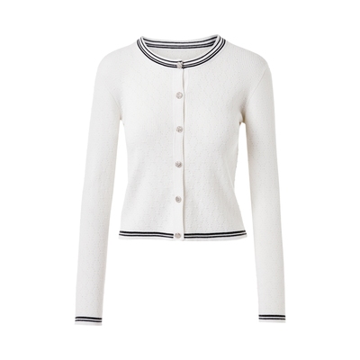 朗姿集团LIME莱茵羊毛混纺针织开衫背心套装25夏菱形格纹女上衣