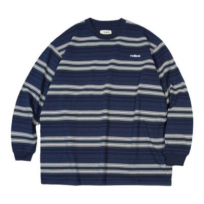 落肩长袖刺绣RODLESS条纹时尚色