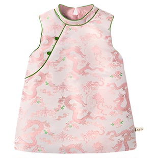 木本尚女童汉服旗袍裙2026新款宝宝唐装背心裙提花刺绣加棉加厚