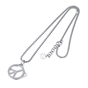 PEACECAT和猫项链男女潮酷嘻哈叠戴小众高级设计感毛衣链和平反战