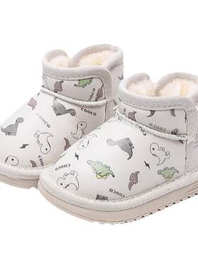 秋冬婴幼儿加绒保暖恐龙雪地靴