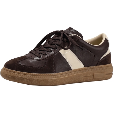 BellaLily2025秋季新款复古街头德训鞋百搭舒适休闲鞋牛皮潮鞋女