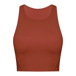 削肩工字背心瑜伽服简约高领口瑜伽上衣夏季速干带胸垫跑步运动服