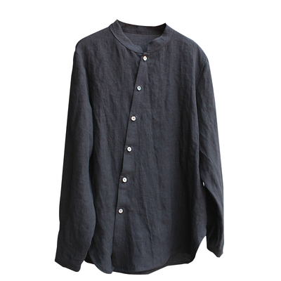 立领长袖斜襟基础款流行时尚衬衫