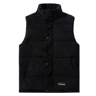 潮牌羽绒棉马甲欧洲站烫钻重工无袖坎肩冬季加厚保暖灯芯绒马夹男