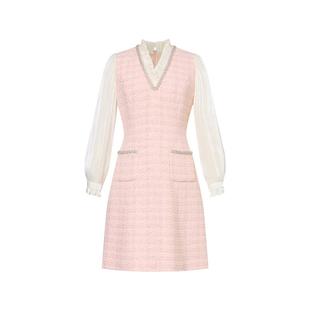 Koradior珂莱蒂尔2025春季新款细支羊毛优雅气质香风连衣裙女