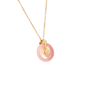 阿吉豆项链女925纯银福平安扣玉髓蝴蝶吊坠送妈妈实用礼物锁骨链