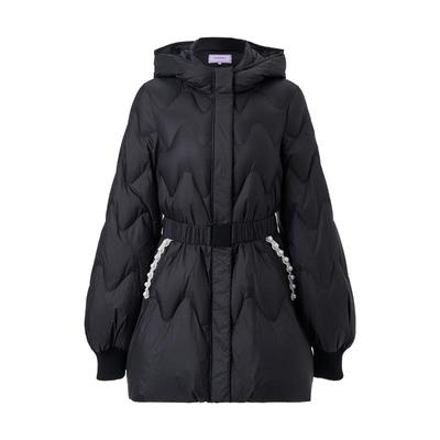 MAXRIENY钉珠织带收腰羽绒服保暖外套中长款