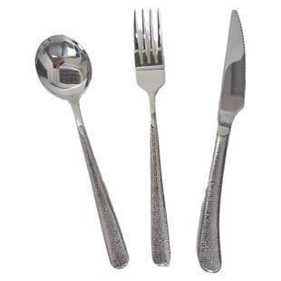 Alin316不锈钢锤纹轻奢食品级家用叉子勺子精致西餐刀叉勺套装