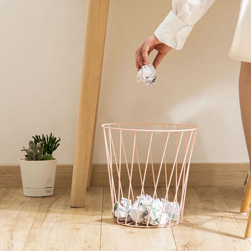 铁艺镂空垃圾桶高颜值创意家用干湿分离纸篓客厅收纳铁圈垃圾桶