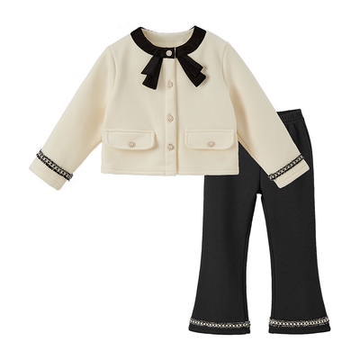 [抑菌锁温]女童春季套装儿童秋冬小香风儿童加绒童装红色大童衣服