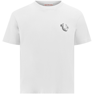 TrueReligion春夏情侣款圆领中性男友风短袖T恤