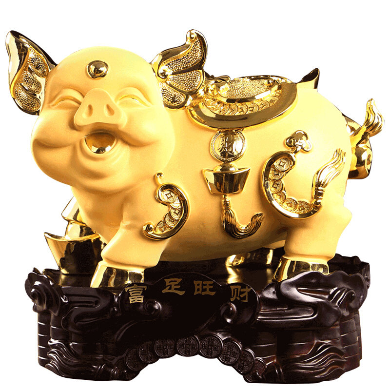 吉祥源金猪摆件生肖猪工艺品新家电视酒柜玄关家庭用品新房乔迁开