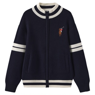 POLOWALK童装男童V领针织衫2026春新款中大童针织开衫毛衣外套