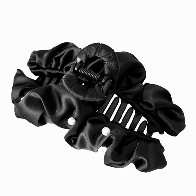 高级感缎面褶皱布艺盘发抓夹