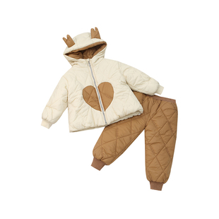 湖州织里女宝宝冬装棉衣套装新款女童冬季加厚两件套韩版加绒加棉
