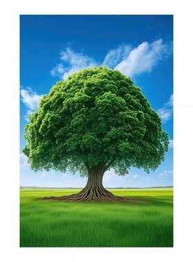 一棵大树绿植风景画床头挂画树木书房卧室招财画护眼装饰贴画定制