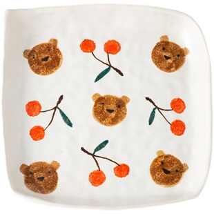 秋野家 景德镇原创手绘陶瓷餐具 日式可爱碗盘樱桃碗个性菜盘勺子